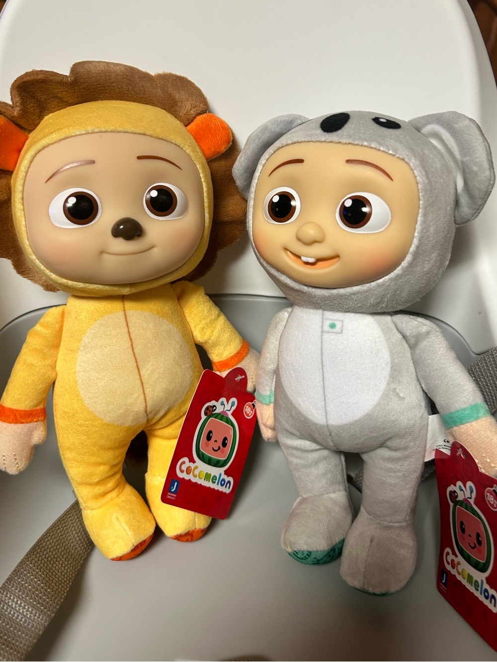 NWT Ty CoComelon Plush JJ Dolls 8” Animal Pair - Yellow Lion & Gray Koala
